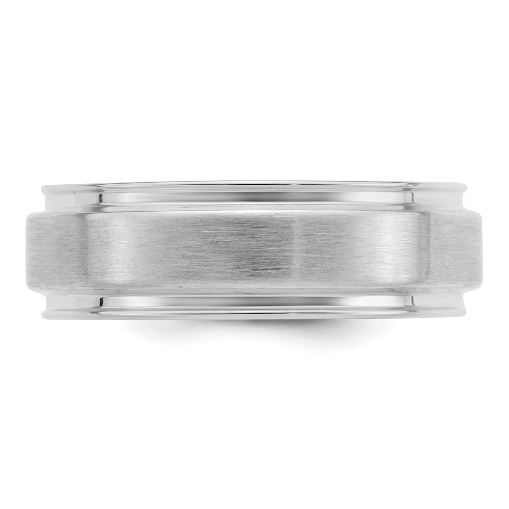Sterling Silver Rhodium-plated 6mm Brushed Fancy Band Size 9 (QWB109BRH-9)
