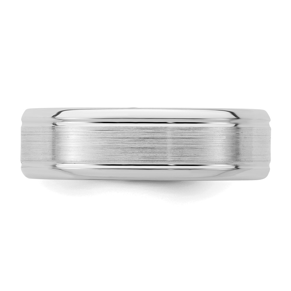 Sterling Silver Rhodium-plated 6mm Brushed Fancy Band Size 9 (QWB109BRH-9)