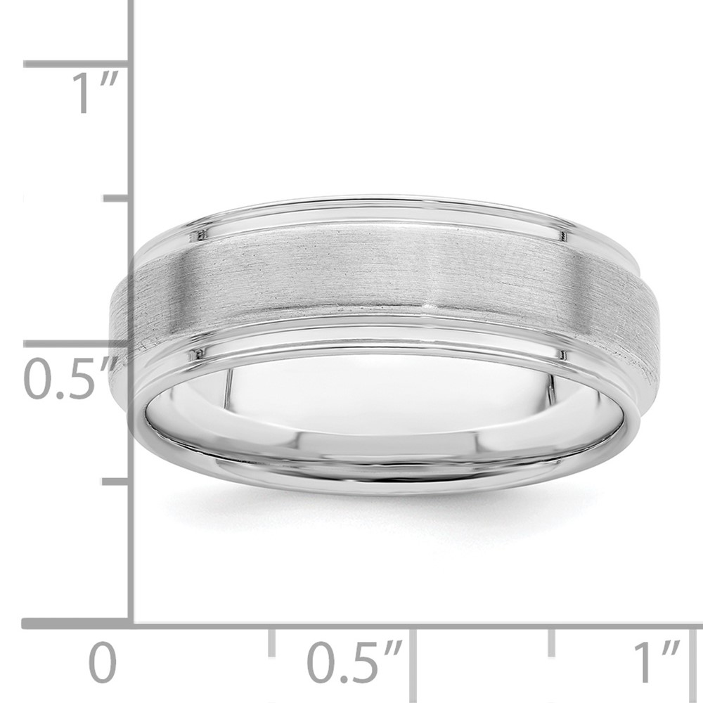 Sterling Silver Rhodium-plated 6mm Brushed Fancy Band Size 9 (QWB109BRH-9)