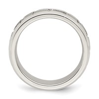 Sterling Silver 6mm Polished Flat Greek Key Design Beveled Edge Fancy Band view 2