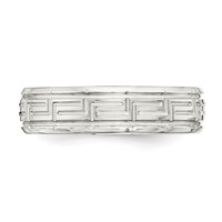 Sterling Silver 6mm Polished Flat Greek Key Design Beveled Edge Fancy Band view 3