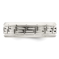Sterling Silver 6mm Polished Flat Greek Key Design Beveled Edge Fancy Band view 4