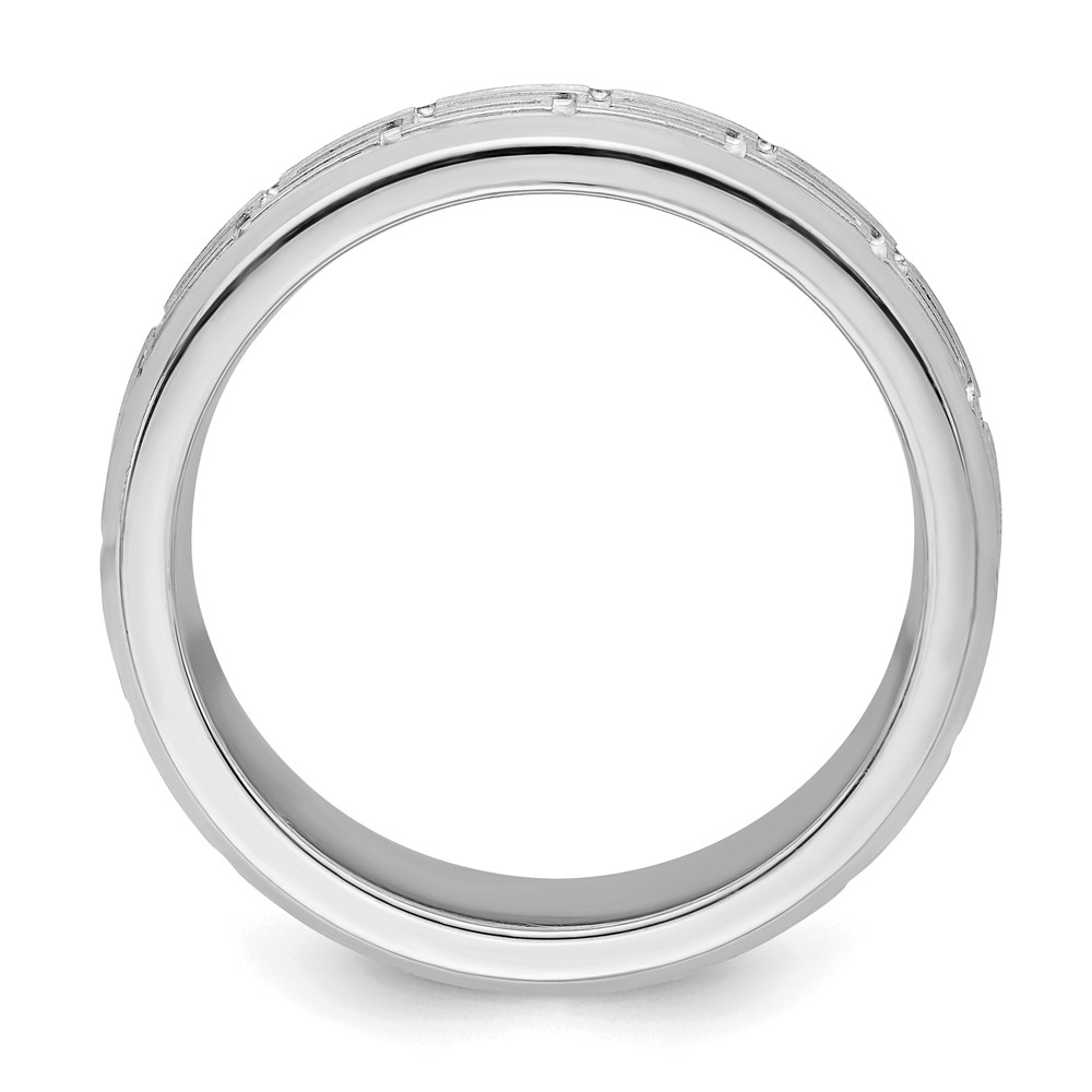 Sterling Silver Rhodium-plated 6mm Brushed Fancy Band Size 9 (QWB110BRH-9)
