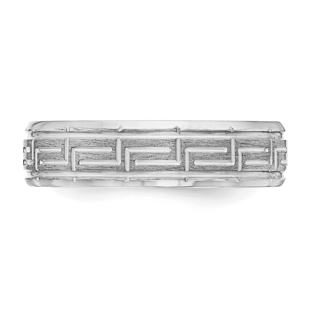Sterling Silver Rhodium-plated 6mm Brushed Fancy Band Size 9 (QWB110BRH-9)