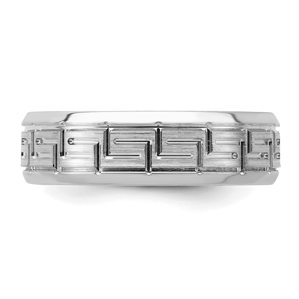 Sterling Silver Rhodium-plated 6mm Brushed Fancy Band Size 9 (QWB110BRH-9)