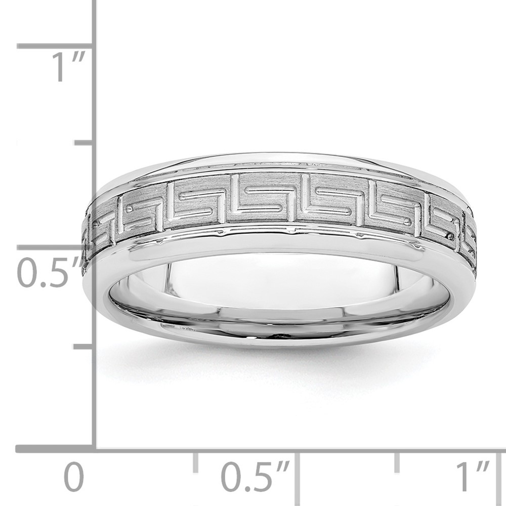 Sterling Silver Rhodium-plated 6mm Brushed Fancy Band Size 9 (QWB110BRH-9)