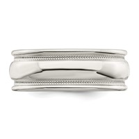 Sterling Silver 7mm Polished Domed Double Milgrain Fancy Band view 4