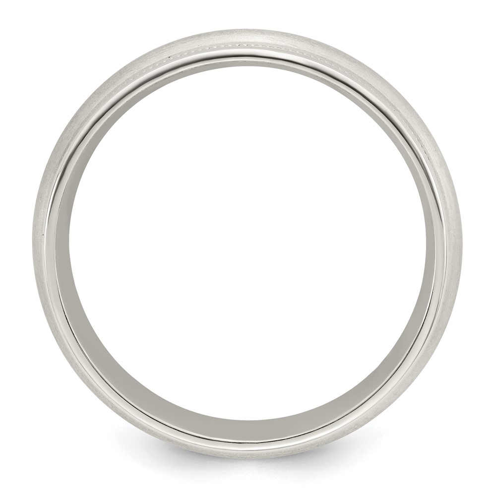Sterling Silver 7mm Brushed Domed Double Milgrain Fancy Band Size 9 (QWB111B-9)