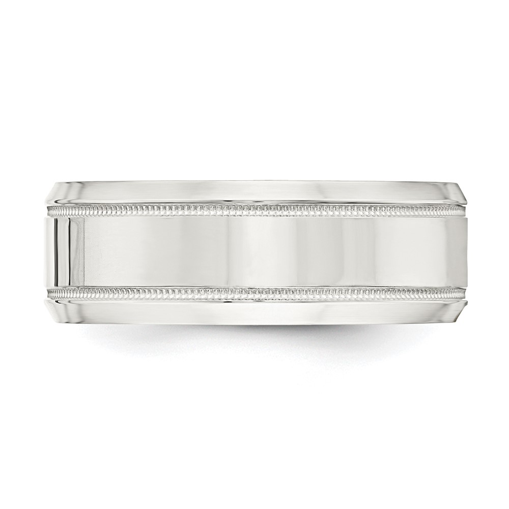 Sterling Silver 6mm Polished Flat Milgrain Beveled Edge Fancy Band Size 10 (QWB113-10)
