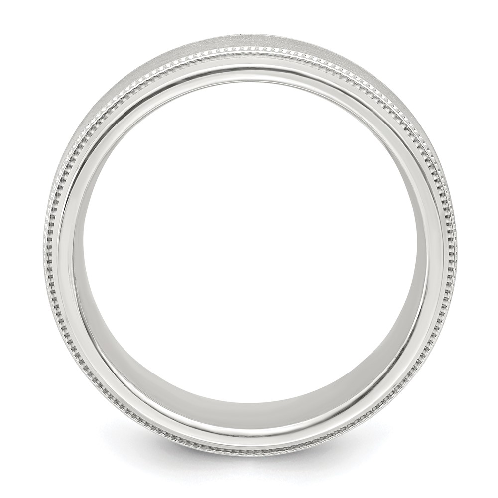 Sterling Silver 6mm Brushed Flat Milgrain Beveled Edge Fancy Band Size 9 (QWB113B-9)