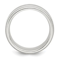 Sterling Silver 6mm Brushed Flat Milgrain Beveled Edge Fancy Band view 2