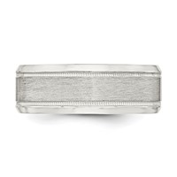 Sterling Silver 6mm Brushed Flat Milgrain Beveled Edge Fancy Band view 3