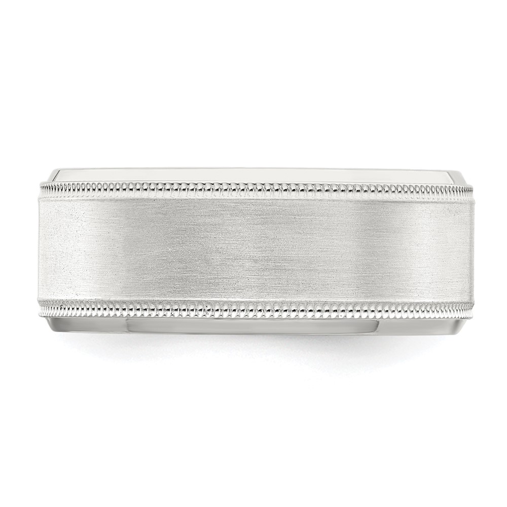 Sterling Silver 6mm Brushed Flat Milgrain Beveled Edge Fancy Band Size 9 (QWB113B-9)