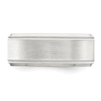 Sterling Silver 6mm Brushed Flat Milgrain Beveled Edge Fancy Band view 4