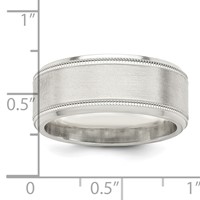 Sterling Silver 6mm Brushed Flat Milgrain Beveled Edge Fancy Band view 5
