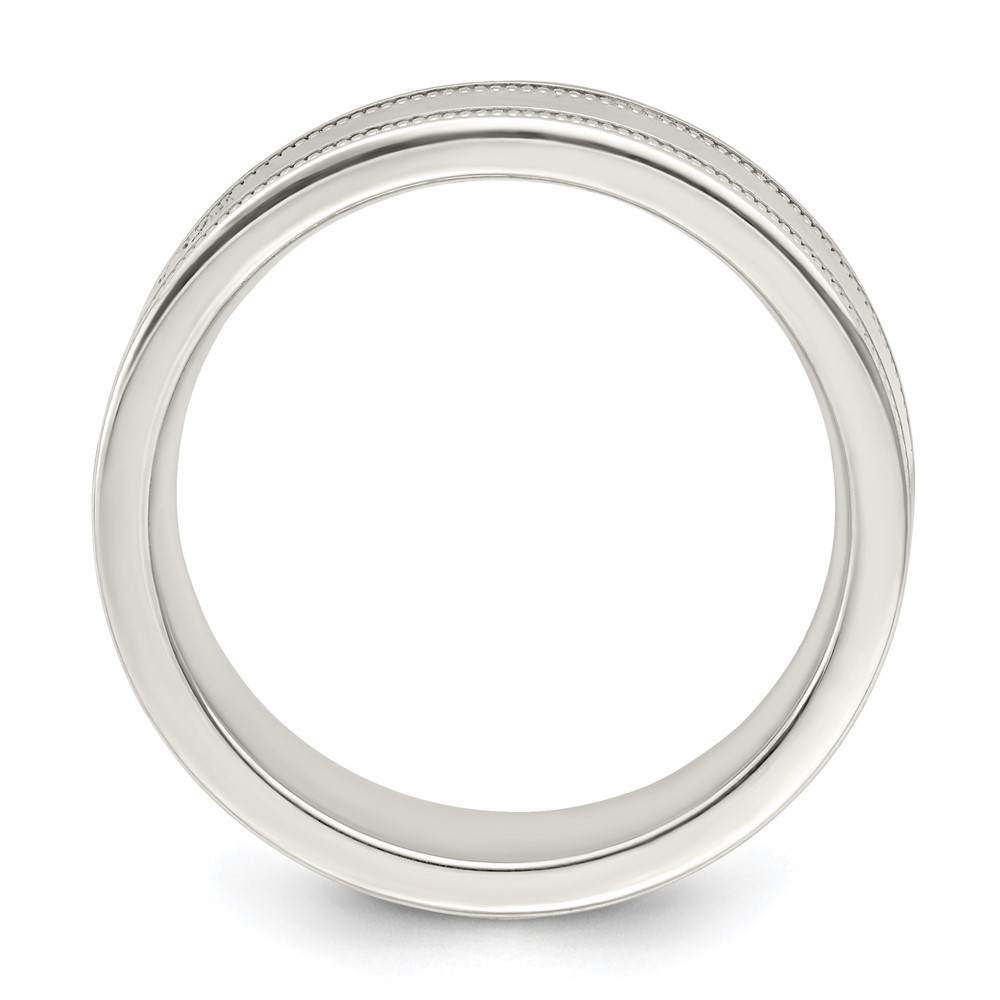 Sterling Silver 6mm Polished Flat Milgrain Grooved Edge Fancy Band Size 10 (QWB114-10)