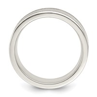Sterling Silver 6mm Polished Flat Milgrain Grooved Edge Fancy Band view 2