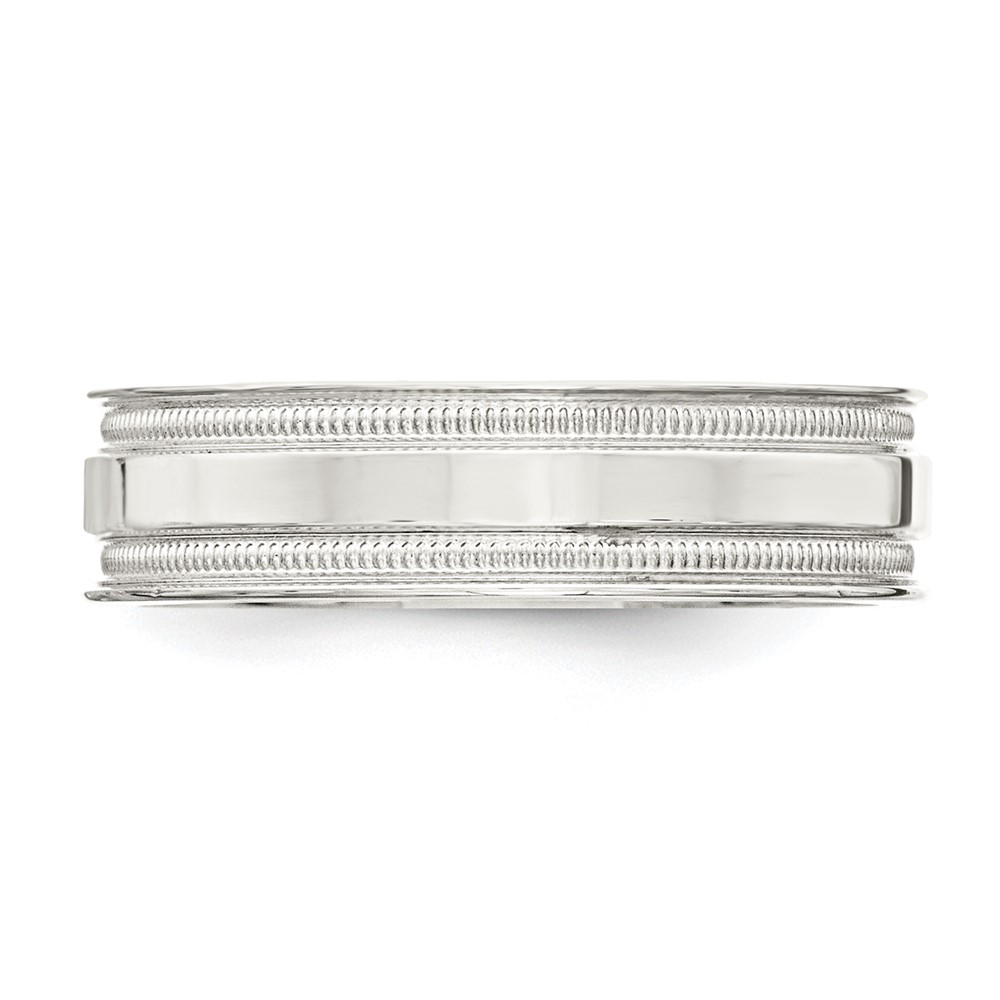 Sterling Silver 6mm Polished Flat Milgrain Grooved Edge Fancy Band Size 10 (QWB114-10)