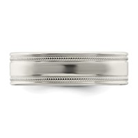 Sterling Silver 6mm Polished Flat Milgrain Grooved Edge Fancy Band view 4