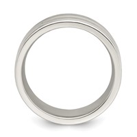 Sterling Silver 8mm Polished Flat Grooved Fancy Band view 2