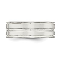 Sterling Silver 8mm Polished Flat Grooved Fancy Band view 3