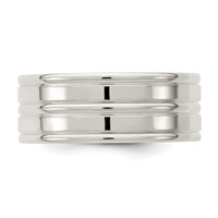 Sterling Silver 8mm Polished Flat Grooved Fancy Band view 4