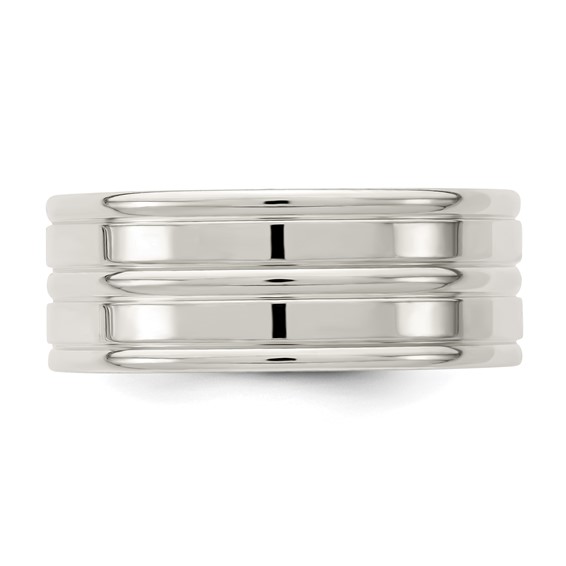 Sterling Silver Grooved Fancy Wedding Bands