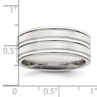 Sterling Silver 8mm Polished Flat Grooved Fancy Band view 5