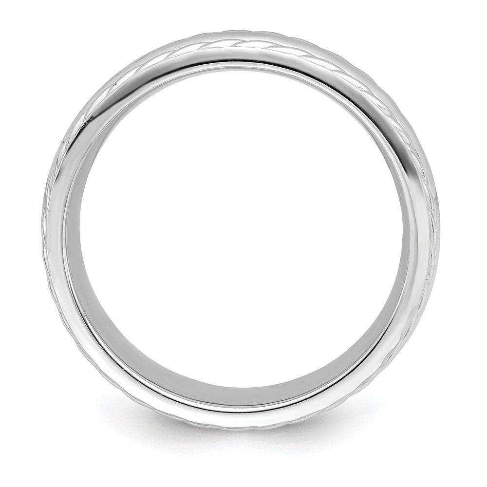 Sterling Silver 6mm Polished Domed Rope Edge Fancy Band Size 7 (QWB116-7)