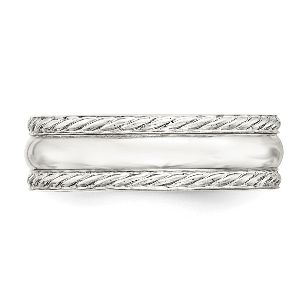 Sterling Silver 6mm Polished Domed Rope Edge Fancy Band Size 7 (QWB116-7)