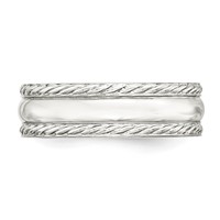 Sterling Silver 6mm Polished Domed Rope Edge Fancy Band view 3