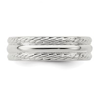 Sterling Silver 6mm Polished Domed Rope Edge Fancy Band view 4