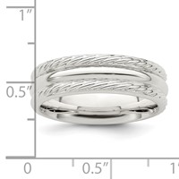 Sterling Silver 6mm Polished Domed Rope Edge Fancy Band view 5