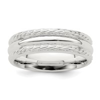 Sterling Silver 6mm Polished Domed Rope Edge Fancy Band view 1