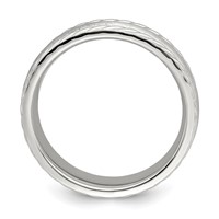 Sterling Silver 6mm Brushed Domed Rope Edge Fancy Band view 2