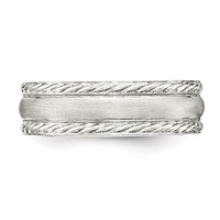 Sterling Silver 6mm Brushed Domed Rope Edge Fancy Band view 3