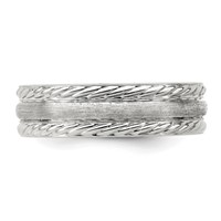 Sterling Silver 6mm Brushed Domed Rope Edge Fancy Band view 4