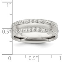 Sterling Silver 6mm Brushed Domed Rope Edge Fancy Band view 5