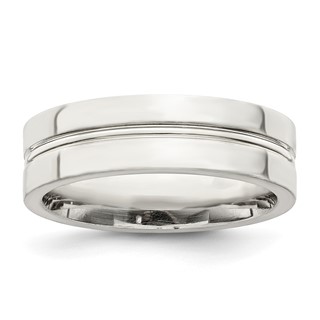 Sterling Silver Grooved Fancy Wedding Bands