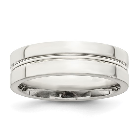 Sterling Silver Grooved Fancy Wedding Bands