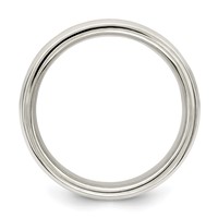 Sterling Silver 6mm Polished Flat Grooved Fancy Band view 2