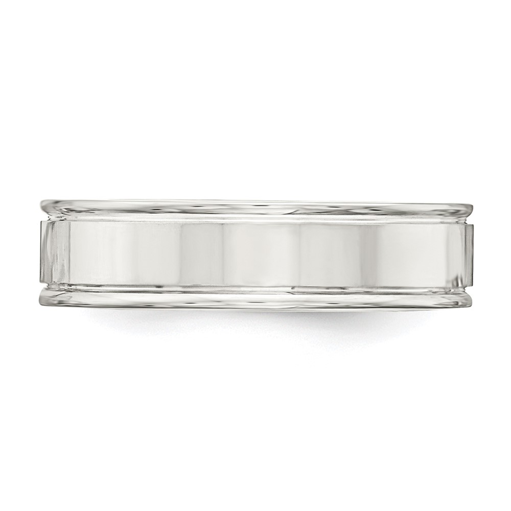 Sterling Silver 6mm Polished Flat Grooved Fancy Band Size 12.5 (QWB119-12.5)