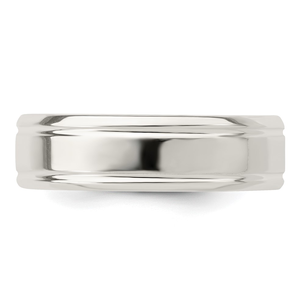 Sterling Silver 6mm Polished Flat Grooved Fancy Band Size 12.5 (QWB119-12.5)