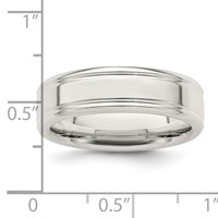 Sterling Silver 6mm Polished Flat Grooved Fancy Band view 5