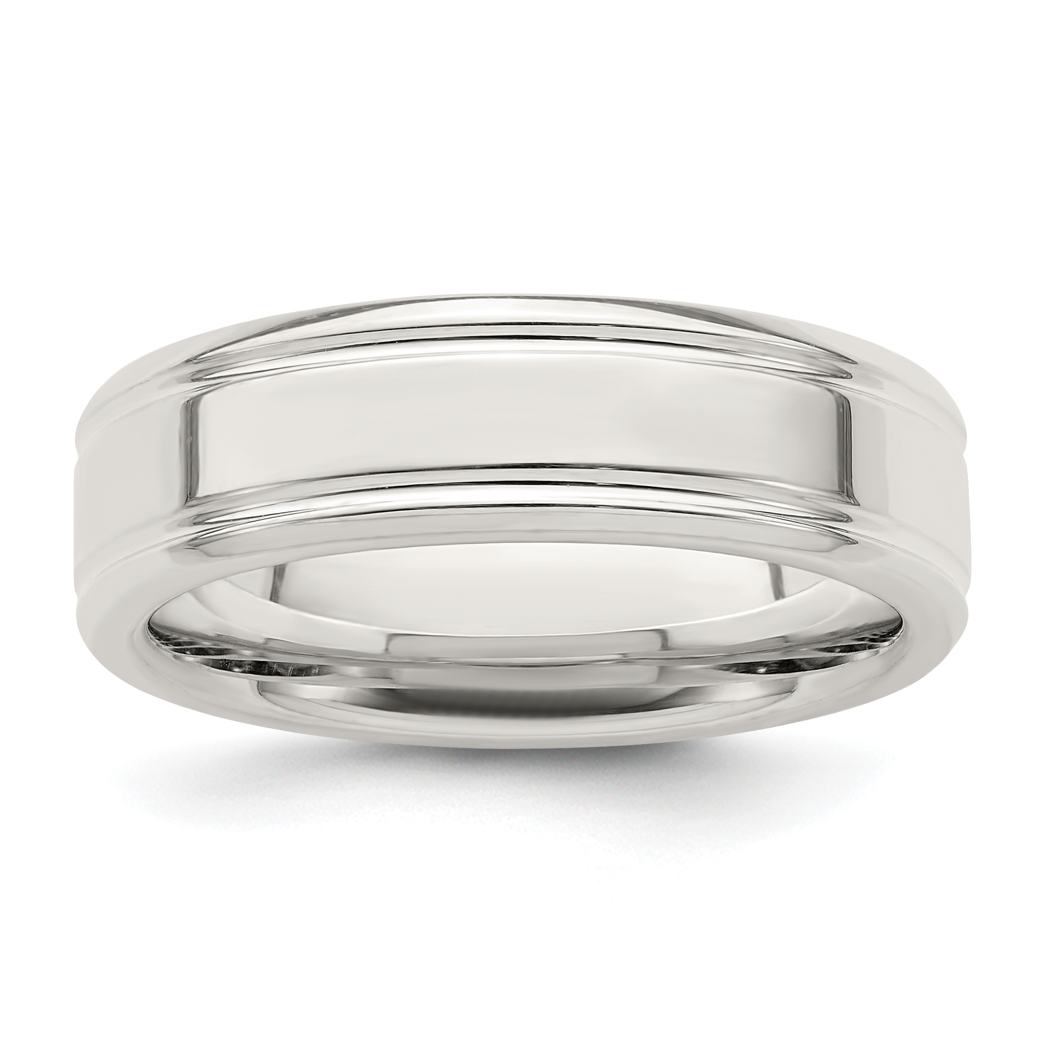 Sterling Silver 6mm Polished Flat Grooved Fancy Band Size 12.5 (QWB119-12.5)