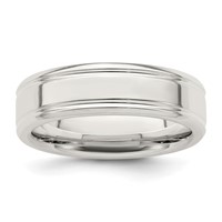 Sterling Silver 6mm Polished Flat Grooved Fancy Band view 1