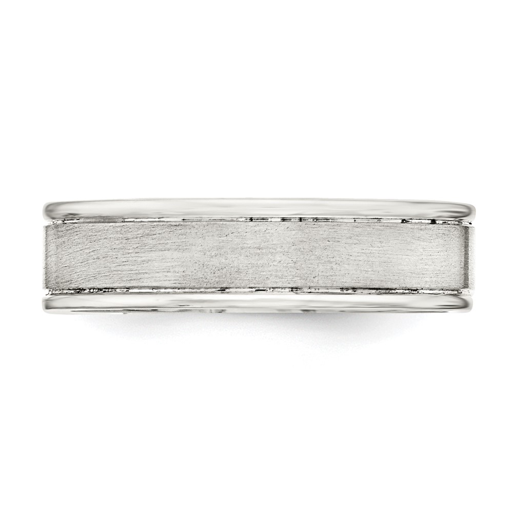Sterling Silver 6mm Brushed Flat Grooved Fancy Band Size 11.5 (QWB119B-11.5)