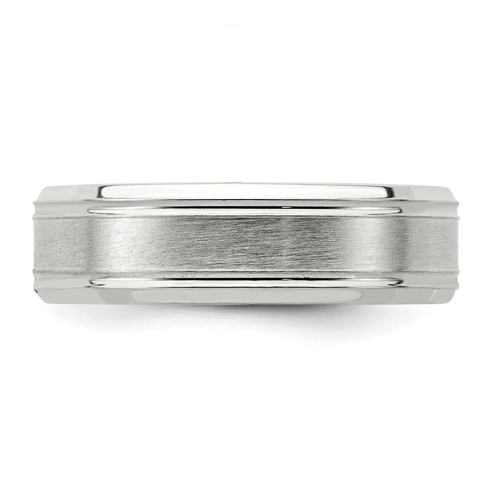 Sterling Silver 6mm Brushed Flat Grooved Fancy Band Size 11.5 (QWB119B-11.5)