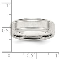 Sterling Silver 6mm Brushed Flat Grooved Fancy Band view 5