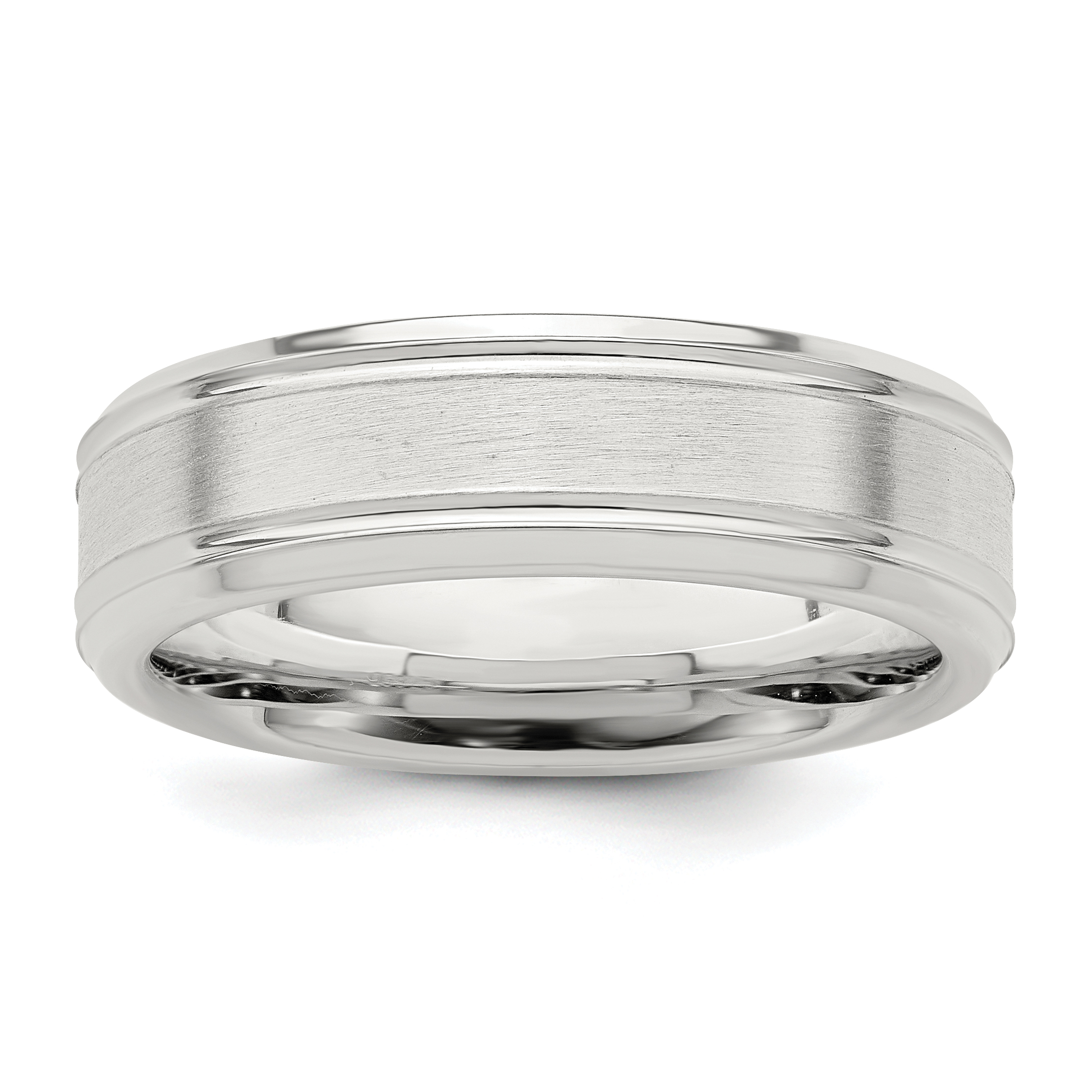 Sterling Silver 6mm Brushed Flat Grooved Fancy Band Size 10 (QWB119B-10)